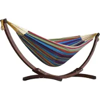 VIVERE - Puuvillainen riippumatto massiivimäntyjalustalla (260 cm) - riippumatto Double - Tropical
