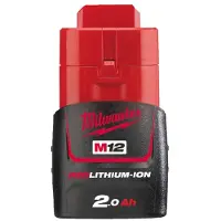 Milwaukee M12 B2 - Akku - Li-Ion - 2 Ah - polttoaineisiin M12, M12 CH-0, M12 FDD-402X, M12 FPD-402X, M12 FDD-402X