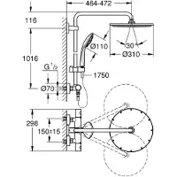 GROHE Euphoria System 310, Suihkujärjestelmä termostaattisekoittimella seinäasennukseen, Warm Sunset