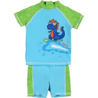 Playshoes Uimapuku 'DINO' taivaansininen / vaaleansininen / vihreä / punainen