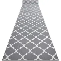 Rugsx Alfombra de pasillo con refuerzo de goma 67cm Enrejado Trébol marroquí gris Trellis 30352 67x290 cm