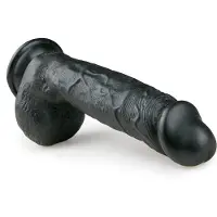 EasyToys - dildot tapadekupilla ja kiveksillä - musta 22,5cm