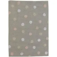 Hobby Hall Pestävä puuvillamatto Tricolor Polka Dots harmaa-vaaleanpunainen 120x160cm