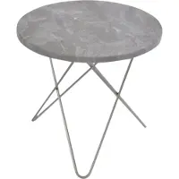 OX Denmarq Tall Mini O Table -sohvapöytä Marmori harmaa, ruostumattomasta teräksestä valmistettu jalusta