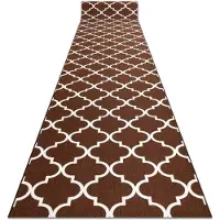 Rugsx Alfombra de pasillo con refuerzo de goma Enrejado Trébol marroquí marrón Trellis 100 cm 30351 100x270 cm