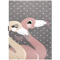 Rugsx Alfombra PETIT FLAMINGOS FLAMENCOS CORAZONES gris 120x170 cm