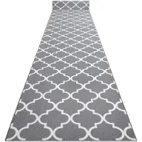 Rugsx Alfombra de pasillo con refuerzo de goma 100 cm Enrejado Trébol marroquí gris Trellis 30352 100x360 cm