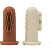 Mushie Finger Toothbrush sormihammasharja lapsille Clay/Shifting Sand 2 kpl