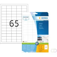 Herma 5027, Valkoinen, Itse kiinnittyvä tulostintarra, A4, Paperi, Laser/Inkjet, Kiinteä