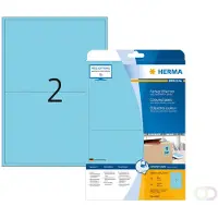 Herma 4498, Sininen, Itse kiinnittyvä tulostintarra, A4, Paperi, Laser/Inkjet, Irroitettava