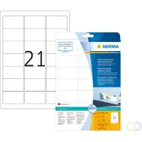 Herma 5074, Valkoinen, Pyöristetty suorakulmio, Irroitettava, Paperi, Matta, Laser/Inkjet