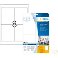 Herma 4350, Valkoinen, Itse kiinnittyvä tulostintarra, A4, Paperi, Laser/Inkjet, Irroitettava