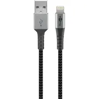 Goobay Lightning to USB-A Tekstiilikaapeli metalliliittimillä (avaruudenharmaa / hopea) 1 m