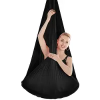 24hShop Jooga riippumatto 400x280cm joustavilla hihnoilla - Musta