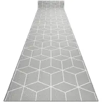 Rugsx Alfombra de pasillo con refuerzo de goma CUBE cubo, gris 120 cm 120x270 cm