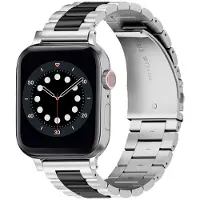 CaseOnline Rannekoru ruostumatonta terästä Apple Watch 6 (44mm) - Hopea/musta