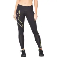 2XU Women's Light Speed Mid-Rise Compression Tights Black/Gold Urheiluhousut BLACK/GOLD REFLECTIVE XS