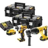 DeWalt Työkalusarja DCK2023M2T-QW (DCH133 + DCF787); 18 V; 2x4,0 Ah akku