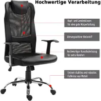 Vinsetto Ergonominen työtuoli mustaa PU-nahkaa