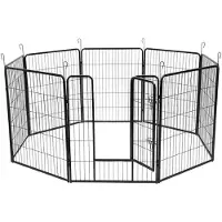 24hShop Koira-aitaus metallia ulos/sisälle - 8 osaa ja portti