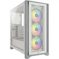 Corsair iCUE 4000X RGB, Midi Tower, PC, Valkoinen, ATX, EATX, mikro ATX, Mini-ITX, Muovi, Terästä, Karkaistu lasi, Pelaaminen (CC-9011205-WW)