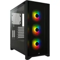 Corsair iCUE 4000X RGB, Midi Tower, PC, Musta, ATX, EATX, mikro ATX, Mini-ITX, Muovi, Terästä, Karkaistu lasi, Pelaaminen (CC-9011204-WW)