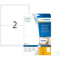 Herma 10020, Valkoinen, Itse kiinnittyvä tulostintarra, A4, Paperi, Laser/Inkjet, Irroitettava
