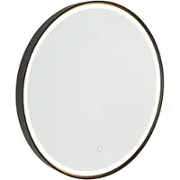 QAZQA Kylpyhuoneen peili musta 50 cm sis. LED 3-vaihe himmennettävä kosketus pyöreä - Miral