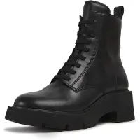 Camper for woman. K400577-001 Milah black leather ankle boots -Height heel: 5,4cm (42), Flat, Laces, Zip, Casual