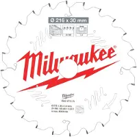 Milwaukee Katkaisuterä puulle 4932471315; 216x30x2,4 mm; Z24; -5°