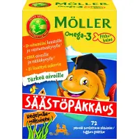Möller Omega-3 Pikkukalat hedelmänmakuinen säästöpakkaus, 72 kpl