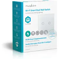Nedis SmartLife Seinäkytkin | Wi-Fi | kaksois | Seinäkiinnitys | 1000 W | Android / IOS | Lasi | Valkoinen