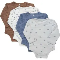 Pippi Baby Body Ls Ao-Printed (4-Pack) - Multi/patterned - 86