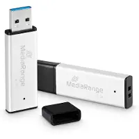 MediaRange MR1901, 64 GB, USB A-tyyppi, 3.2 Gen 1 (3.1 Gen 1), 200 MB/s, Suojus, Musta, Hopea