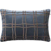 Chhatwal & Jonsson Tattersall tyynynpäällinen Sea blue/cognac, 60 x 40 cm