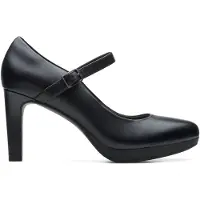 Clarks Shoes for woman. 26157784 Ambyr Shine black leather shoes (41.5), 5 to 8 cm, Buckle, Casual