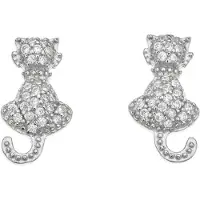 Silver Bar Kissa j-hännällä pave korvakorut 15 mm 8322