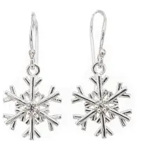 Silver Bar lumihiutale riippuvat zirkonia korvakorut 27 mm 7772