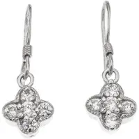 Silver Bar Neliapila riippuvat korvakorut krysanttireunalla 25 mm 8181