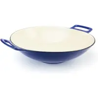 BROIL KING 69710 posliinipinnoitettu valurautawok, 14 tuuman sininen