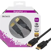 Deltaco DisplayPort 1.2 -kaapeli, jossa 4K, 5 m, musta