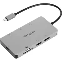 Targus USB-C Dual HDMI 4K Docking Station with 100W PD Pass-Thru -telakointiasema, harmaa/musta