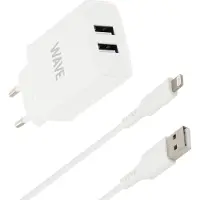 Wave verkkolaturi 2xUSB ja Apple Lightning kaapeli