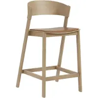Muuto Cover baarituoli, 65 cm, tammi - konjakki nahka
