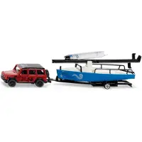 Siku Mercedes AMG G65 -maastoauto ja traileri purjeveneellä, 1:50, 27,9 cm