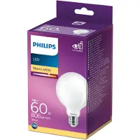 Philips Hehkulankalamppu, huurrettu 60 W G93 E27, 7 W, 60 W, E27, 806 lm, 15000 h, Lämmin valkoinen