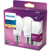 Philips Classic Standard 60W LED-lamppu - Valkoinen E27 (2700K) - 2 Pakkaus