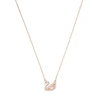 Swarovski Ketju 'Swan' roseekulta / roosa / valkoinen