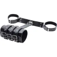 Strict Arm Binder - Käsiremmit, kestävät, BDSM, nahka, musta