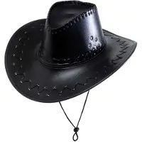 Finidi MUSTA COWBOY-HATTU TIKATTU NAHKAJÄLJITELMÄ